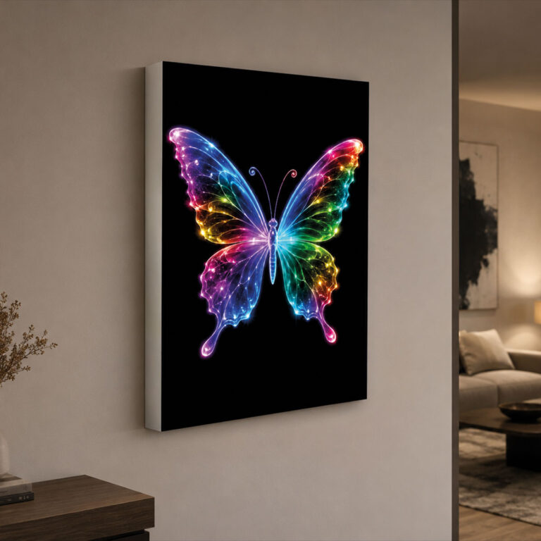 RGB LED Renk Değiştiren Kelebek Lightbox Tablo