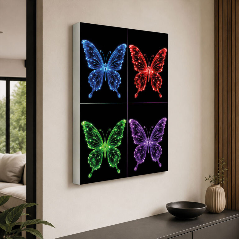 RGB LED Renk Değiştiren Kelebek Lightbox Tablo