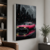 Pembe Klasik Araba LED Işıklı Lightbox Tablo