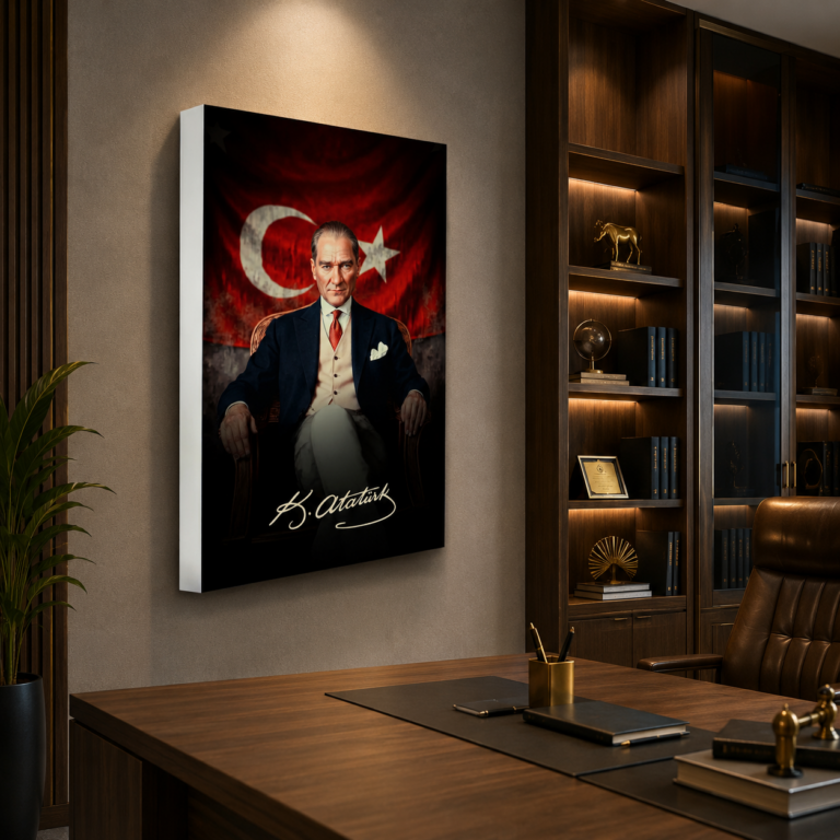 Atatürk Bayraklı LED Işıklı Lightbox Tablo Özel Tasarım