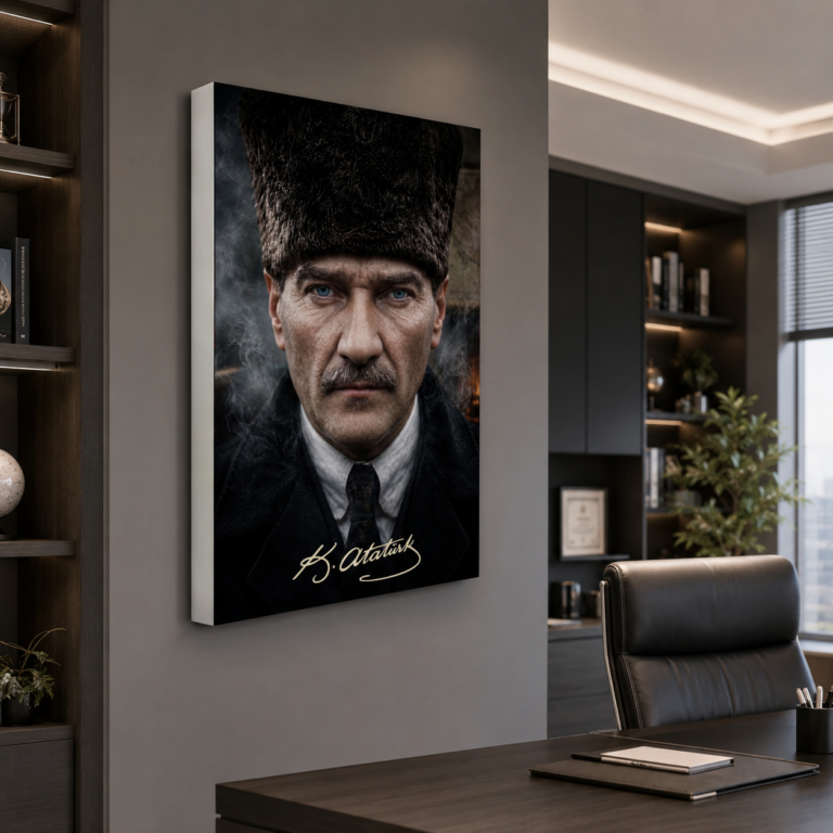 Atatürk Kalpaklı LED Işıklı Lightbox Tablo Renkli
