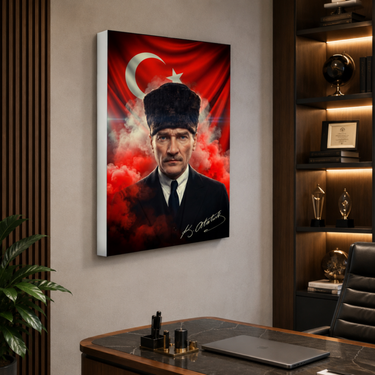 Kalpaklı Atatürk Türk Bayrağı LED Işıklı Lightbox